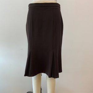 Brown Wool Crepe Pencil Skirt by Sunhee Moon with 2 Back Kick Pleats